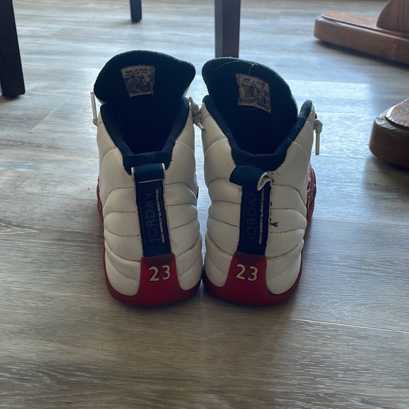 Jordan 12s youth size 6 US. Red and white. - Picture 3 of 5